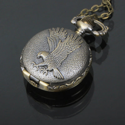 Eagle Pattern Alloy Chain Analog Quartz Pocket Watch