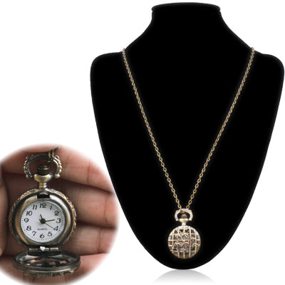 Bamboo Pattern Alloy Chain Analog Quartz Pocket Watch