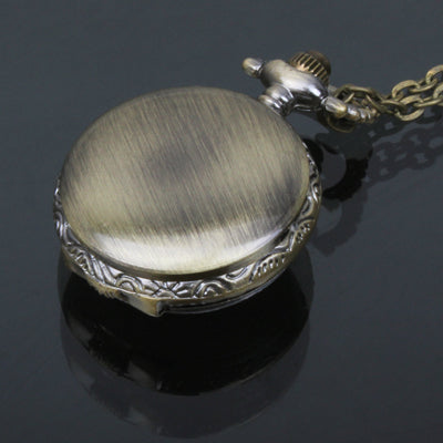 Bamboo Pattern Alloy Chain Analog Quartz Pocket Watch
