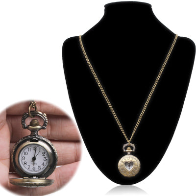 Heart Style Alloy Chain Analog Quartz Pocket Watch
