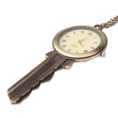 Key Style Alloy Chain Analog Quartz Pocket Watch