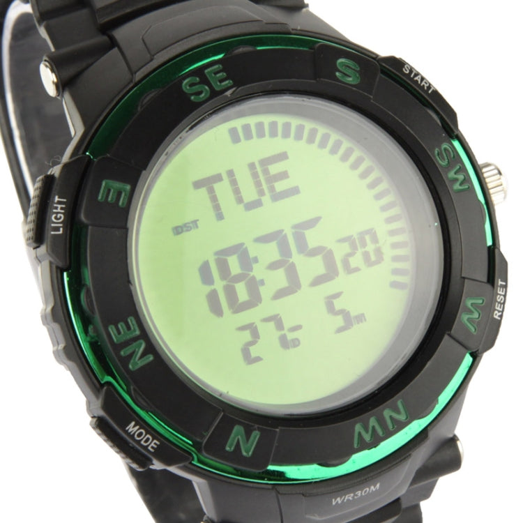 Multifunctional Outdoor Sport Quartz Digital Wrist Watch with Compass, Green (WR30M)