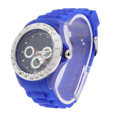 Diamond Silver Dial Silicone Sport Style Waterproof Quartz Watch with Date Display