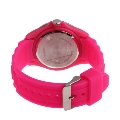 Diamond Silver Dial Silicone Sport Style Waterproof Quartz Watch with Date Display