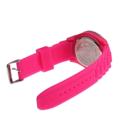 Diamond Silver Dial Silicone Sport Style Waterproof Quartz Watch with Date Display