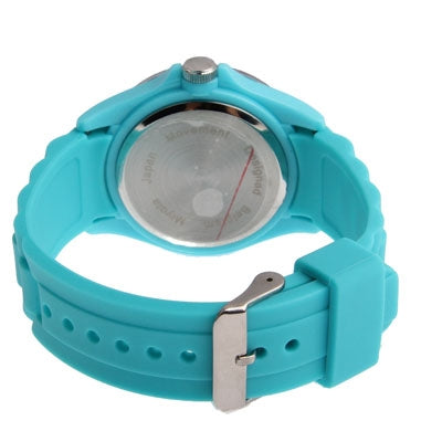 Diamond Silver Dial Silicone Sport Style Waterproof Quartz Watch with Date Display
