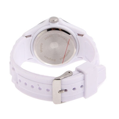 Diamond Silver Dial Silicone Sport Style Waterproof Quartz Watch with Date Display