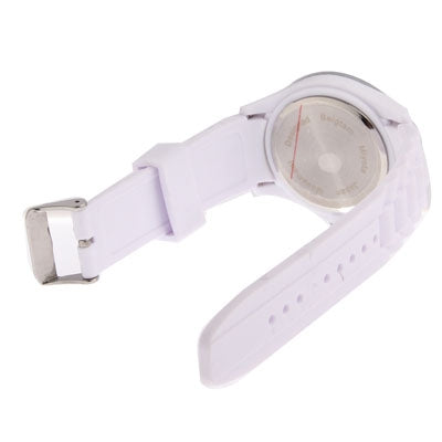 Diamond Silver Dial Silicone Sport Style Waterproof Quartz Watch with Date Display