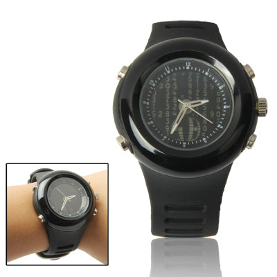 Stylish Silicone Quartz Wrist Watch with Roll Style of The Dial (Black)