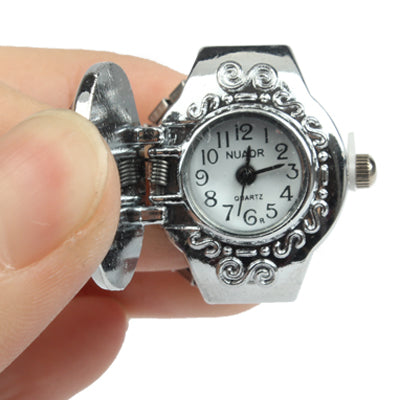Mini Finger Ring Design Quartz Watch with Jewel Cover &Stretchy Band (Random Color Delivery)