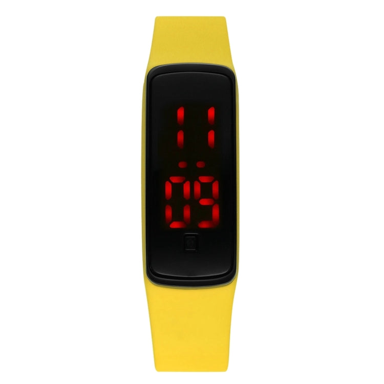 SHHORS 10ATM Waterproof Fashion Curved Surface LED Red Light Date Function Unisex Digital Watch with Silicone Band(Yellow)