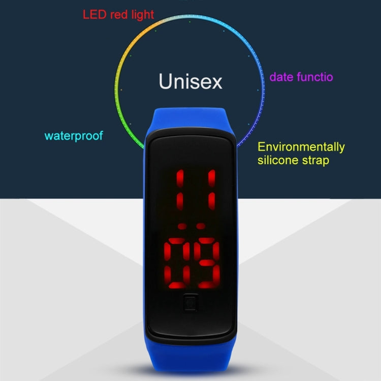 SHHORS 10ATM Waterproof Fashion Curved Surface LED Red Light Date Function Unisex Digital Watch with Silicone Band(Yellow)