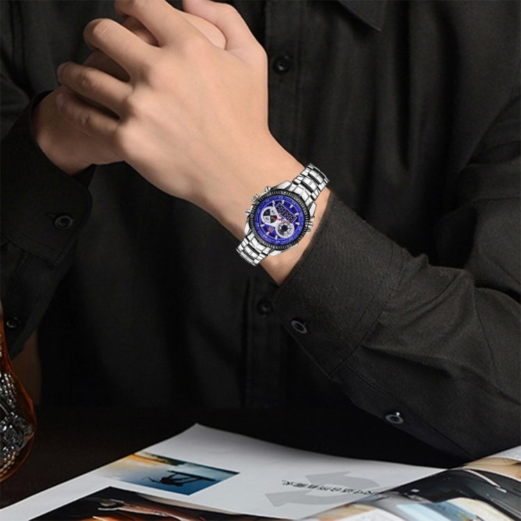 TVG Round Dial Hardlex Watch Window Luminous & Alarm & Week Display Function Quartz + Digital Double Movement Men Watch with Alloy Band