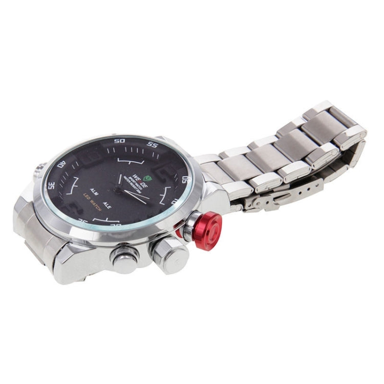 WEIDE WH2309 LED Time Date Display Alarm Wristwatch 30m Waterproof Stainless Steel Strap Quartz Sport Watch for Men