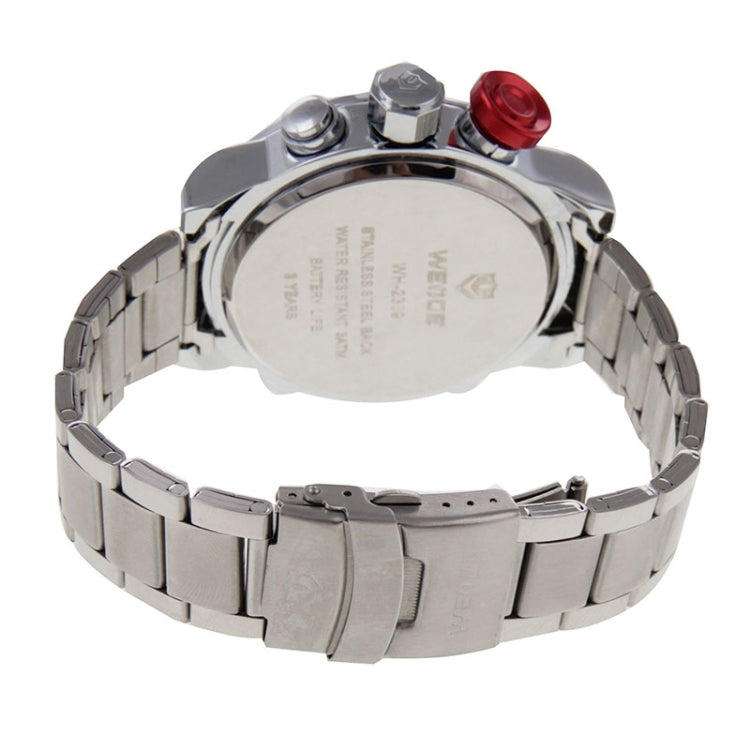 WEIDE WH2309 LED Time Date Display Alarm Wristwatch 30m Waterproof Stainless Steel Strap Quartz Sport Watch for Men