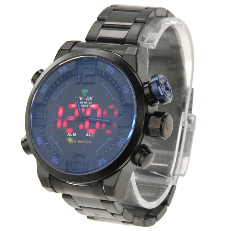 Men Style Metal Wrist Water Resist Sport Red LED Dual Display Watch