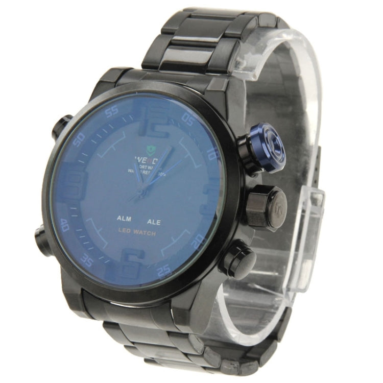 Men Style Metal Wrist Water Resist Sport Red LED Dual Display Watch