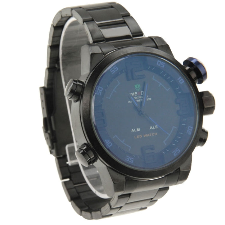 Men Style Metal Wrist Water Resist Sport Red LED Dual Display Watch