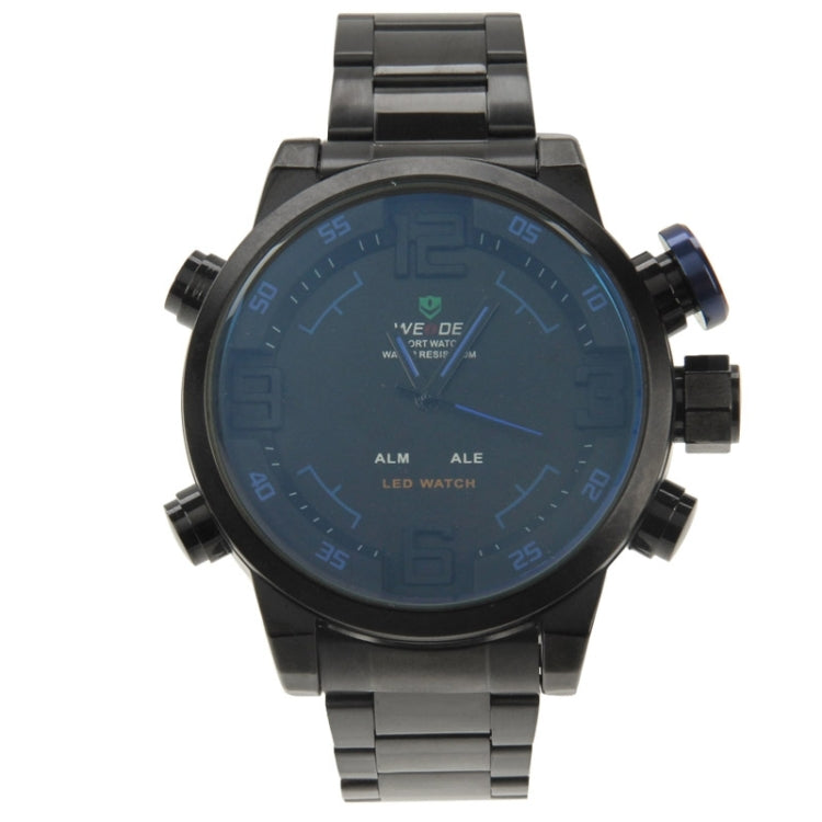 Men Style Metal Wrist Water Resist Sport Red LED Dual Display Watch