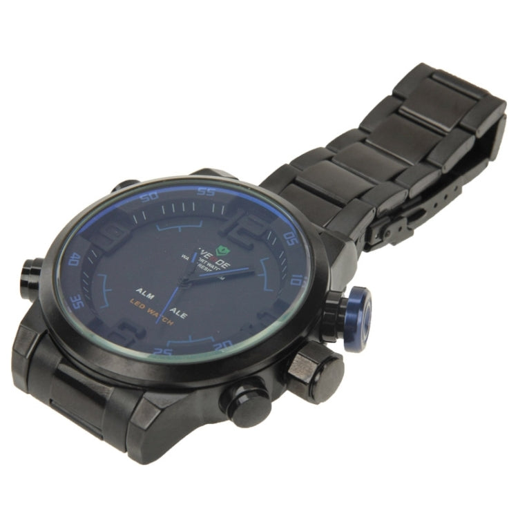 Men Style Metal Wrist Water Resist Sport Red LED Dual Display Watch