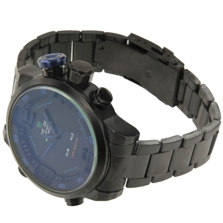 Men Style Metal Wrist Water Resist Sport Red LED Dual Display Watch