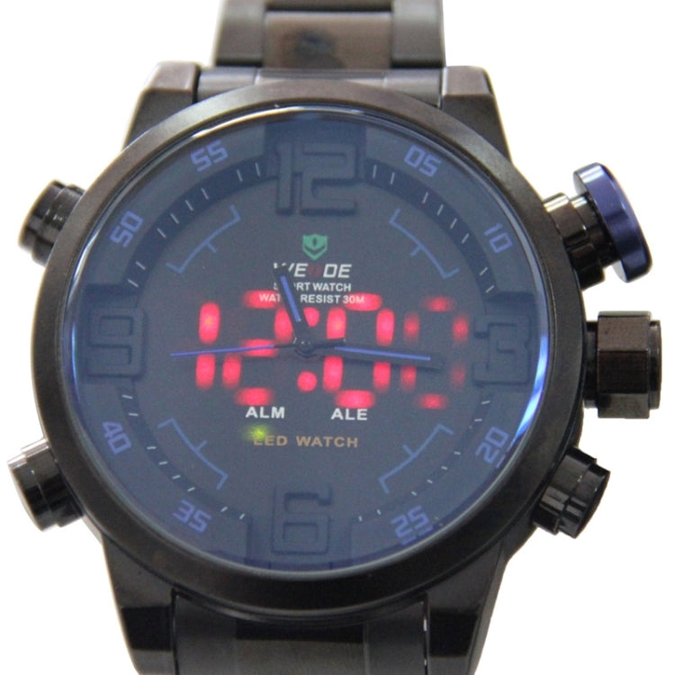 Men Style Metal Wrist Water Resist Sport Red LED Dual Display Watch