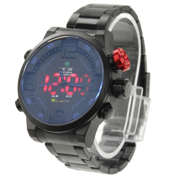 Men Style Metal Wrist Water Resist Sport Red LED Dual Display Watch