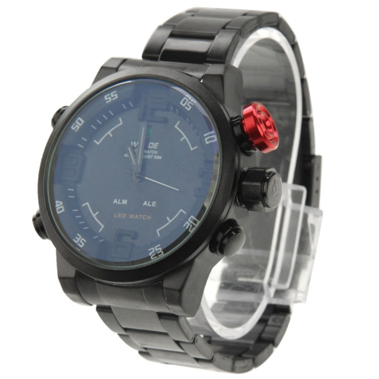 Men Style Metal Wrist Water Resist Sport Red LED Dual Display Watch