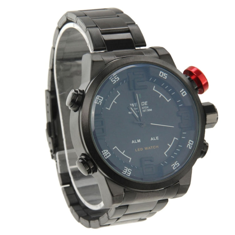 Men Style Metal Wrist Water Resist Sport Red LED Dual Display Watch