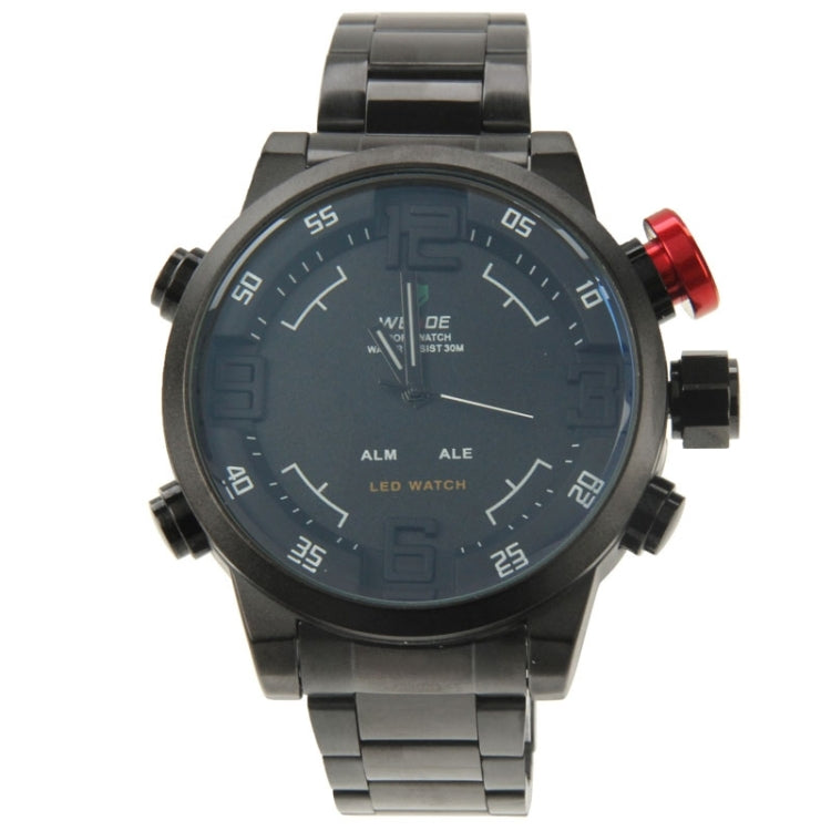 Men Style Metal Wrist Water Resist Sport Red LED Dual Display Watch