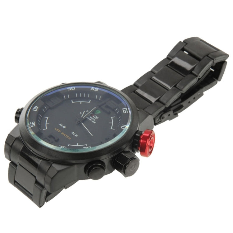 Men Style Metal Wrist Water Resist Sport Red LED Dual Display Watch