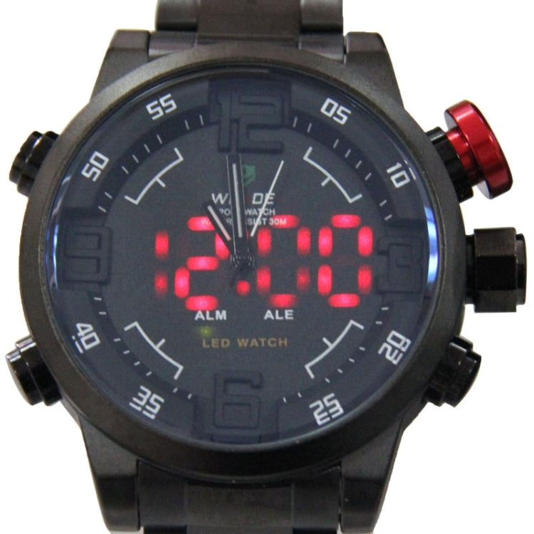 Men Style Metal Wrist Water Resist Sport Red LED Dual Display Watch