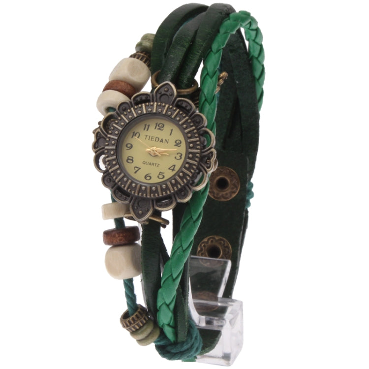 Retro Quartz Watch Wrist Watch with PU Leather Strap & Wing Style Pendant (Green)