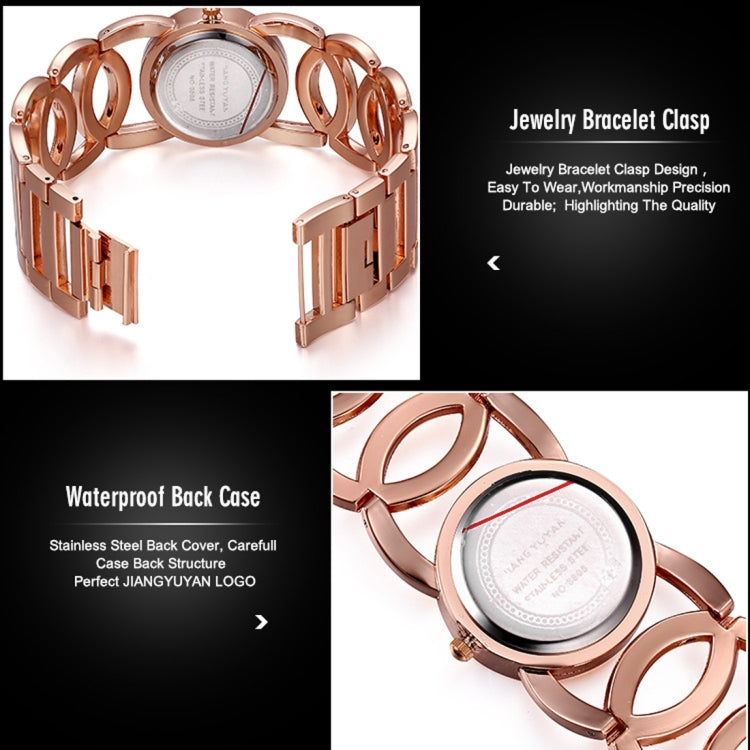 JIANGYUYAN 3808 Fashionable and Elegant Rhinestone Scale Quartz Wrist Watch with Hollowed-out Alloy Band and Jewelry Bracelet Clasp for Women