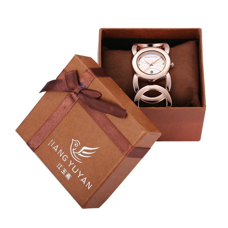 JIANGYUYAN 3808 Fashionable and Elegant Rhinestone Scale Quartz Wrist Watch with Hollowed-out Alloy Band and Jewelry Bracelet Clasp for Women