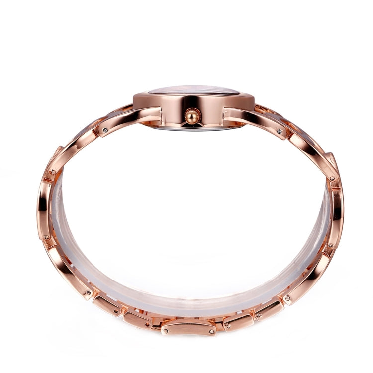 JIANGYUYAN 3808 Fashionable and Elegant Rhinestone Scale Quartz Wrist Watch with Hollowed-out Alloy Band and Jewelry Bracelet Clasp for Women