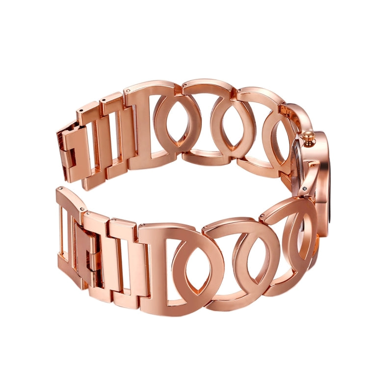 JIANGYUYAN 3808 Fashionable and Elegant Rhinestone Scale Quartz Wrist Watch with Hollowed-out Alloy Band and Jewelry Bracelet Clasp for Women