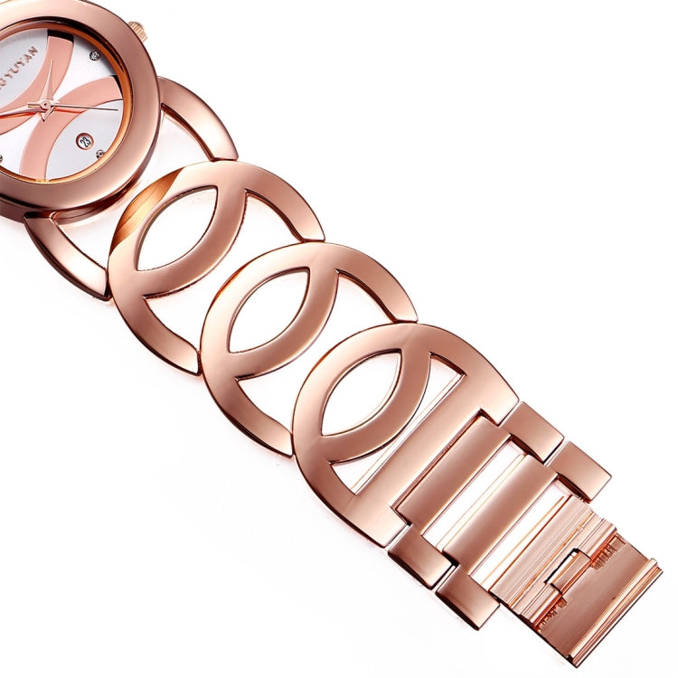 JIANGYUYAN 3808 Fashionable and Elegant Rhinestone Scale Quartz Wrist Watch with Hollowed-out Alloy Band and Jewelry Bracelet Clasp for Women