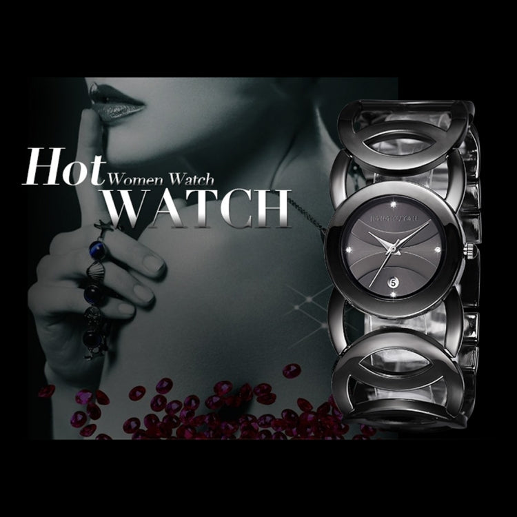 JIANGYUYAN 3808 Fashionable and Elegant Rhinestone Scale Quartz Wrist Watch with Hollowed-out Alloy Band and Jewelry Bracelet Clasp for Women