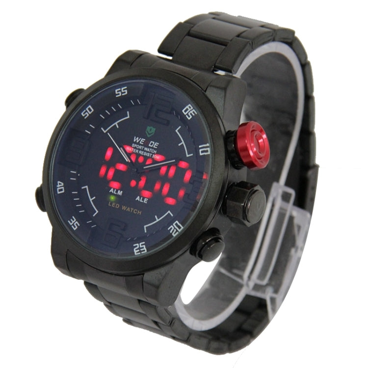 WEIDE WH2309 LED Time Date Display Alarm Wristwatch 30m Waterproof Stainless Steel Strap Quartz Sport Watch for Men