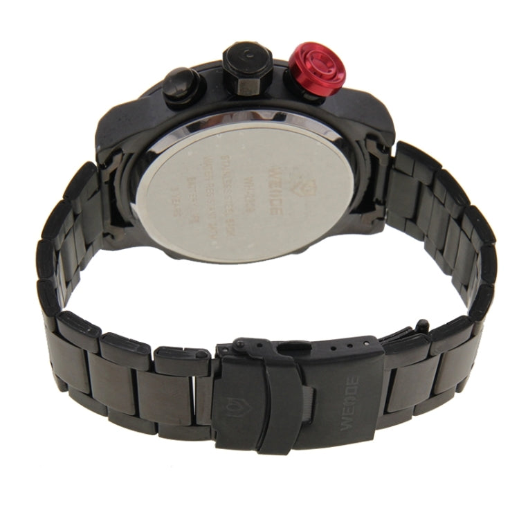 WEIDE WH2309 LED Time Date Display Alarm Wristwatch 30m Waterproof Stainless Steel Strap Quartz Sport Watch for Men