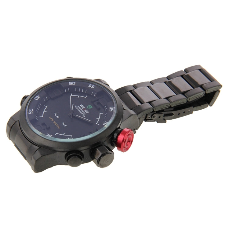 WEIDE WH2309 LED Time Date Display Alarm Wristwatch 30m Waterproof Stainless Steel Strap Quartz Sport Watch for Men