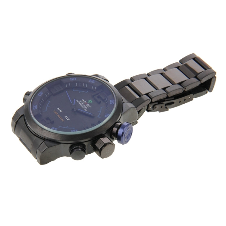 WEIDE WH2309 LED Time Date Display Alarm Wristwatch 30m Waterproof Stainless Steel Strap Quartz Sport Watch for Men