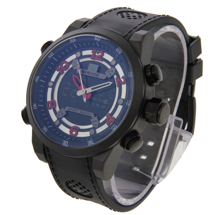WEIDE WH3315 Digital LCD Dual Time Date Display Wristwatch 30m Waterproof PU Rubber Strap Quartz Sport Watch for Men