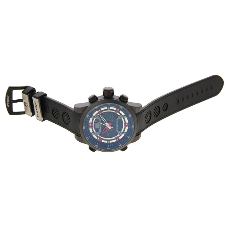 WEIDE WH3315 Digital LCD Dual Time Date Display Wristwatch 30m Waterproof PU Rubber Strap Quartz Sport Watch for Men