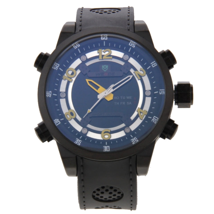WEIDE WH3315 Digital LCD Dual Time Date Display Wristwatch 30m Waterproof PU Rubber Strap Quartz Sport Watch for Men