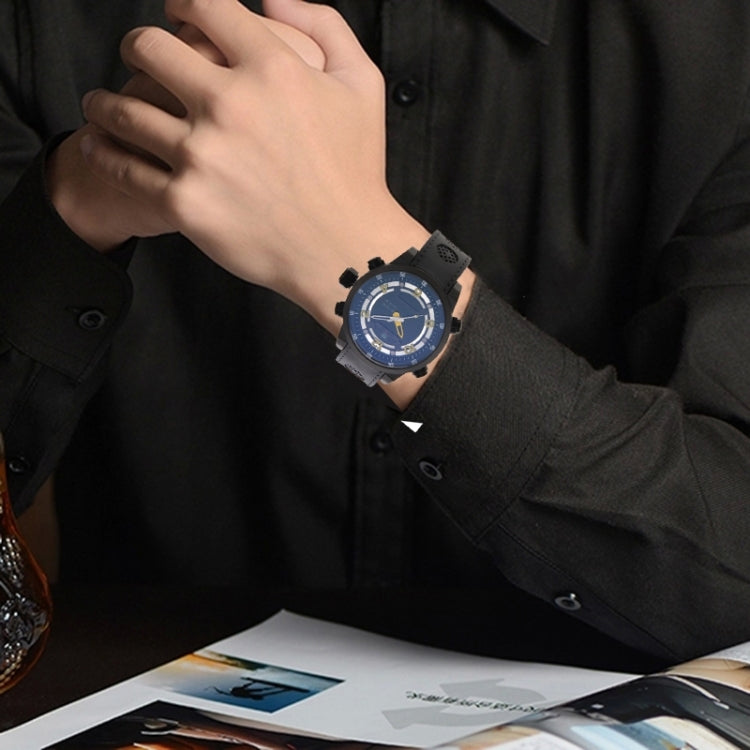 WEIDE WH3315 Digital LCD Dual Time Date Display Wristwatch 30m Waterproof PU Rubber Strap Quartz Sport Watch for Men