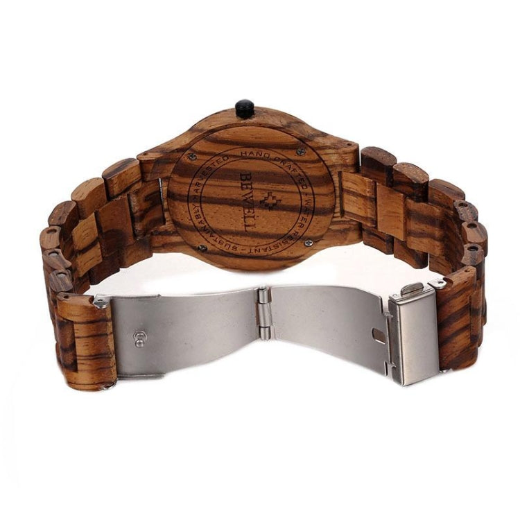 BEWELL 2538 Calendar Display Unique Zebra Maple Men Quartz Watch with Maple Band(Coffee)