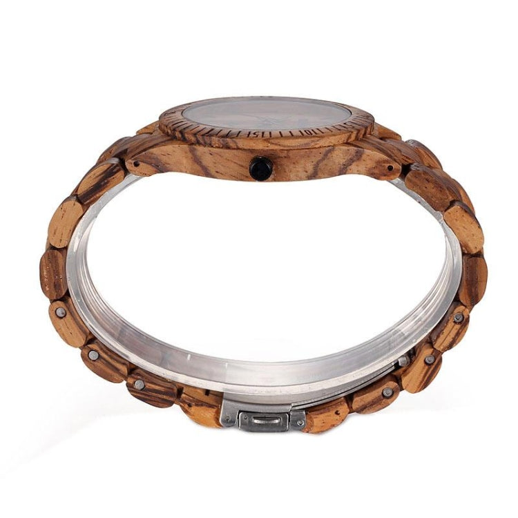 BEWELL 2538 Calendar Display Unique Zebra Maple Men Quartz Watch with Maple Band(Coffee)