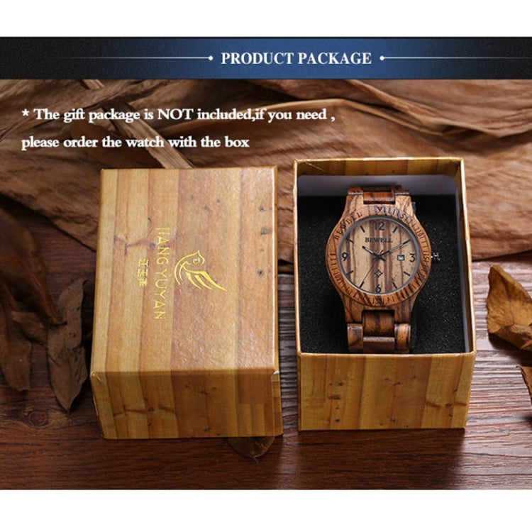 BEWELL 2538 Calendar Display Unique Zebra Maple Men Quartz Watch with Maple Band(Coffee)
